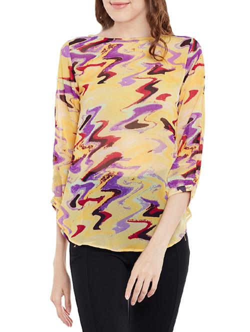 boat neck abstract print top - 13744556 - Very Small Image - 1