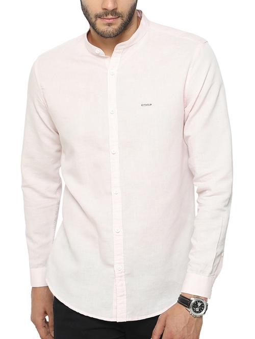 solid light pink cotton casual shirt - 13744733 - Very Small Image - 1