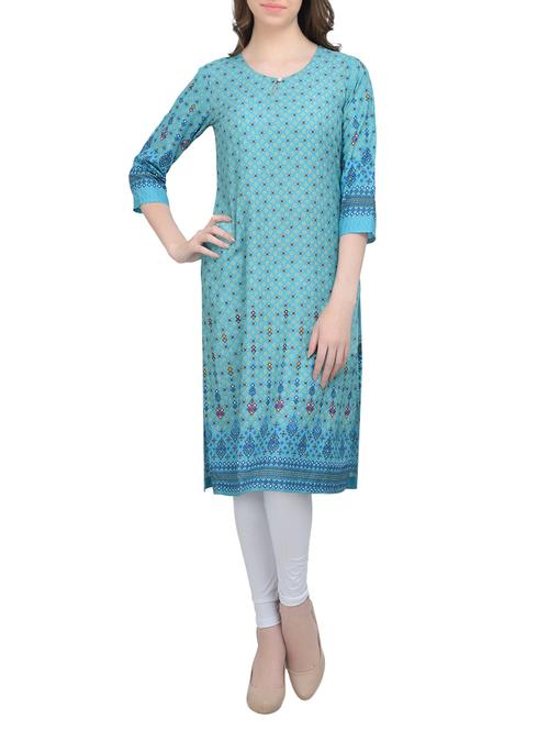 blue rayon straight kurta - 13745983 - Very Small Image - 1