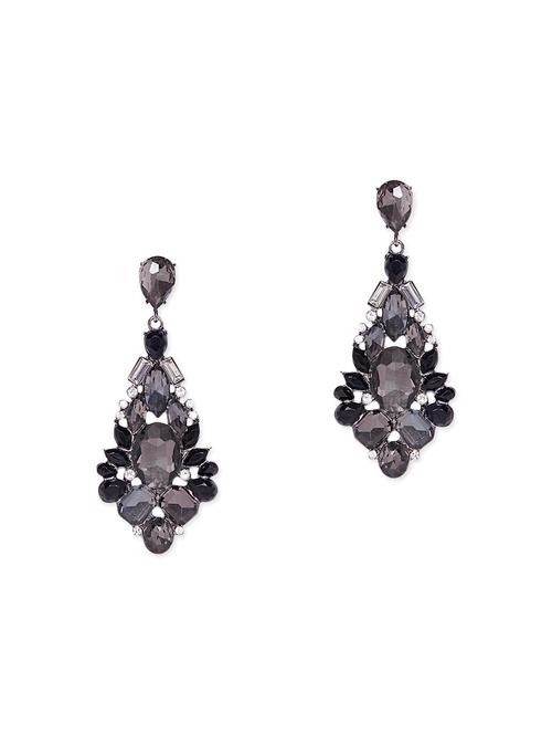 black silver tone stone earrings - 13746658 - Very Small Image - 1