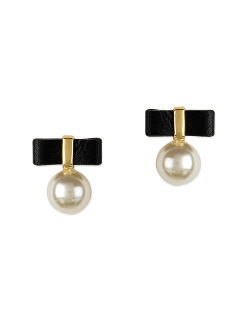 black gold tone pearl inspired earrings - 13746677 - Very Small Image - 1