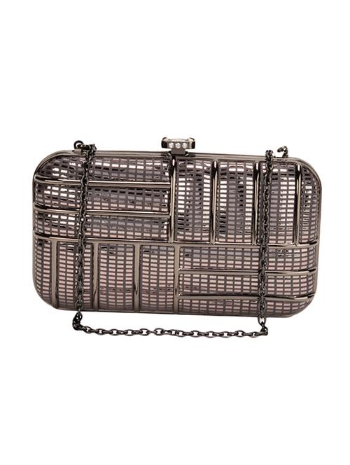grey leatherette box clutch - 13746741 - Very Small Image - 1