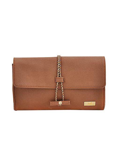 brown leatherette regular clutch - 13747300 - Very Small Image - 1
