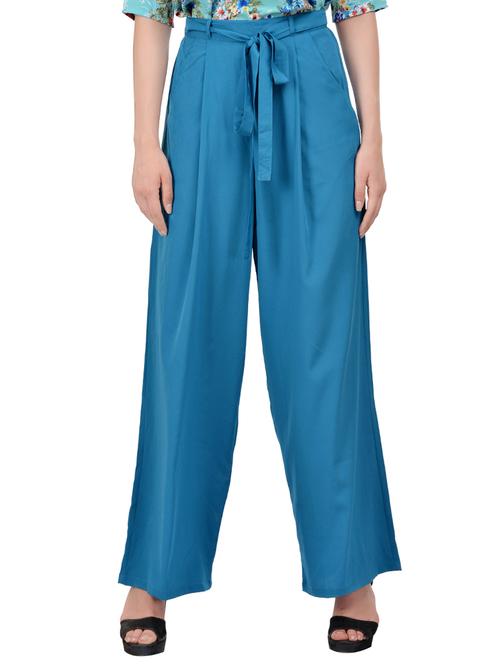 blue crepe palazzos - 13747307 - Very Small Image - 1