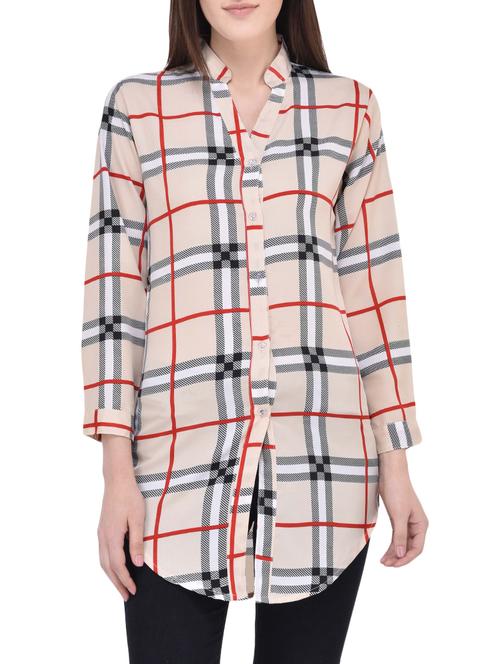 beige crepe asymmetric shirt - 13747428 - Very Small Image - 1