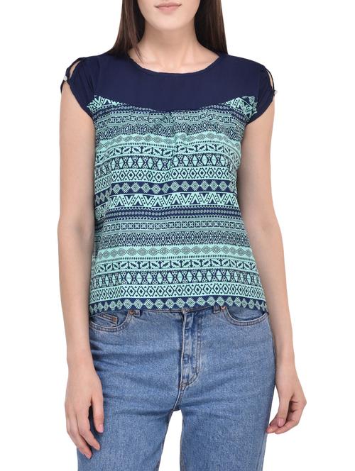 blue printed crepe top - 13747471 - Very Small Image - 1