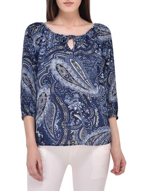 blue rayon regular top - 13747475 - Very Small Image - 1