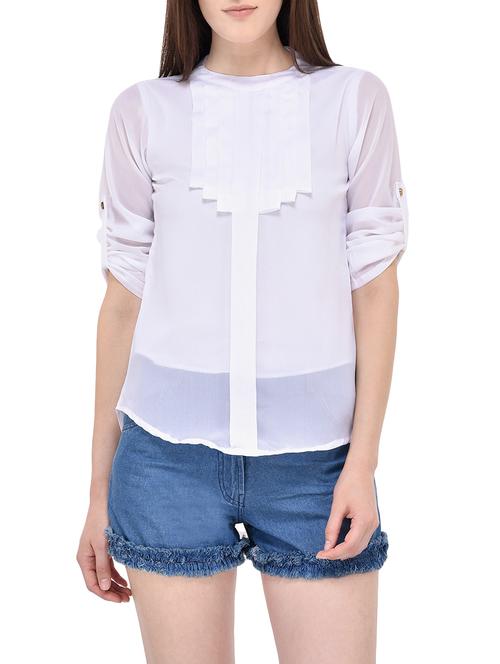 white georgette regular top - 13747493 - Very Small Image - 1