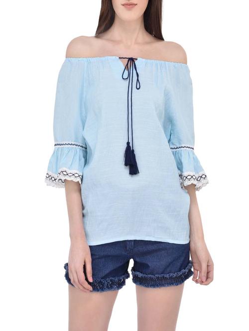 blue rayon regular top - 13747535 - Very Small Image - 1