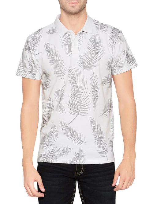 white cotton tropical print t-shirt - 13747811 - Very Small Image - 1