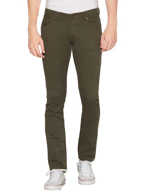 solid olive green cotton casual trouser - 13747817 - Very Small Image - 1