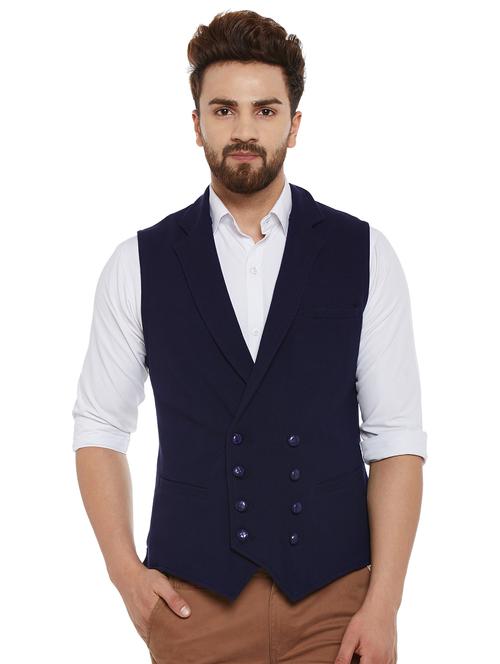 blue cotton waist coat - 13749270 - Very Small Image - 1