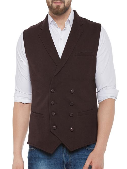 brown cotton waist coat - 13749271 - Very Small Image - 1