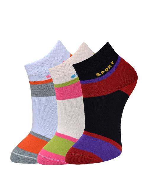 set of 3 multi colored cotton pair of socks - 13749539 - Very Small Image - 1