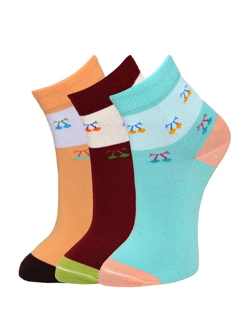 set of 3 multi colored cotton pair of socks - 13749542 - Very Small Image - 1