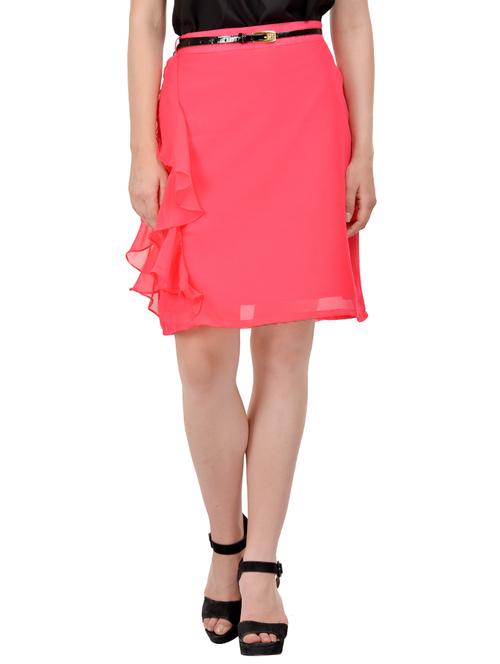 pink georgette ruffle skirt - 13750283 - Very Small Image - 1