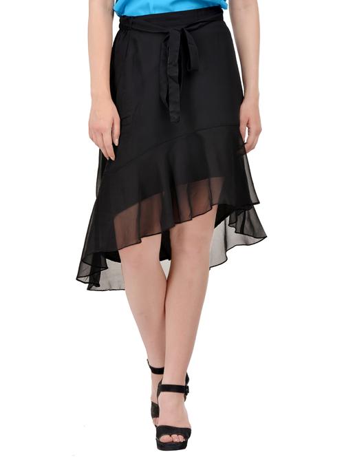 black georgette high low skirt - 13750287 - Very Small Image - 1