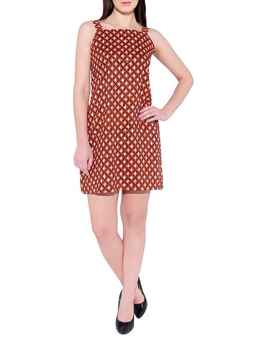 orange printed cotton sheath dress - 13752885 - Very Small Image - 1