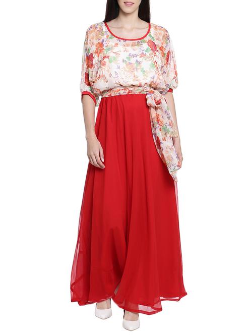 round neck tie front maxi dress - 13753061 - Very Small Image - 1
