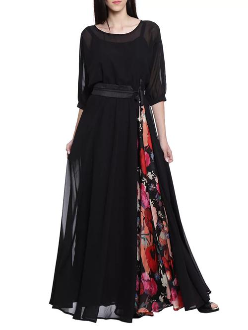 tie front floral panel maxi dress - 13753068 - Very Small Image - 1