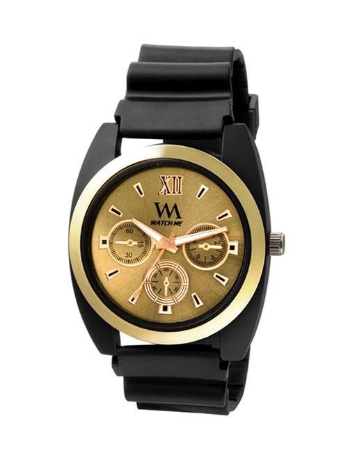 watch me gold dial black pu strap watch - 13755995 - Very Small Image - 1