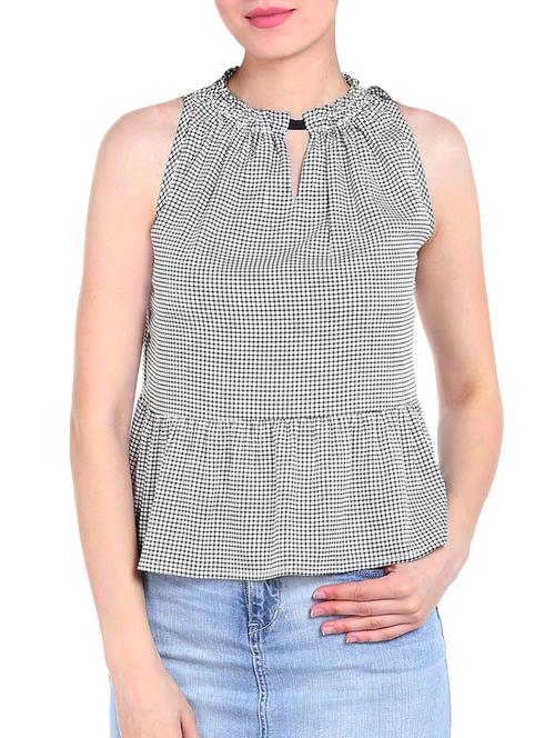 black checkered peplum top - 13756929 - Very Small Image - 1