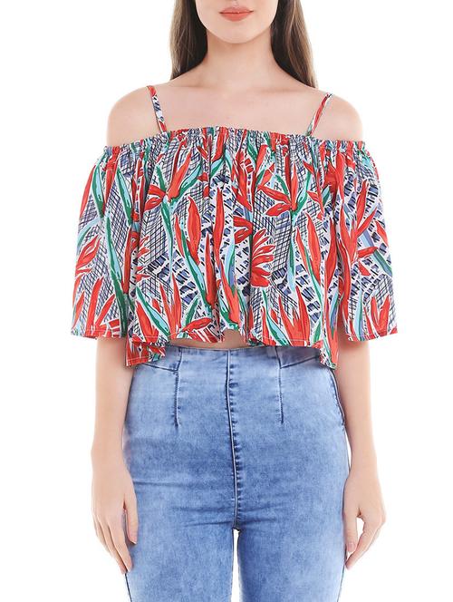 orange printed crop top - 13756963 - Very Small Image - 1