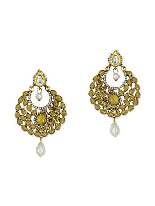 gold zinc chandbali earrings - 13757683 - Very Small Image - 1
