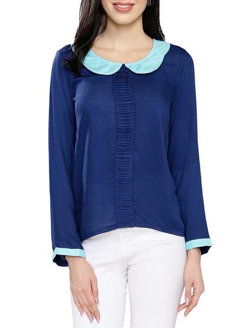 navy blue rayon regular top - 13758164 - Very Small Image - 1