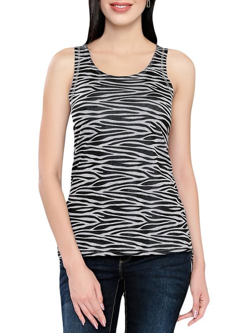 black printed cotton lycra tank top - 13758170 - Very Small Image - 1