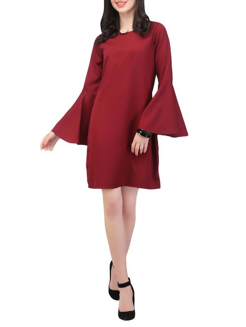 maroon crepe shift dress - 13758200 - Very Small Image - 1