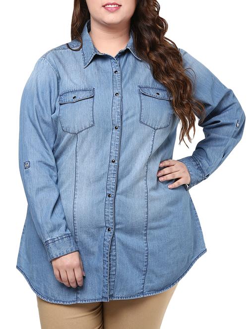 blue denim regular shirt - 13759974 - Very Small Image - 1