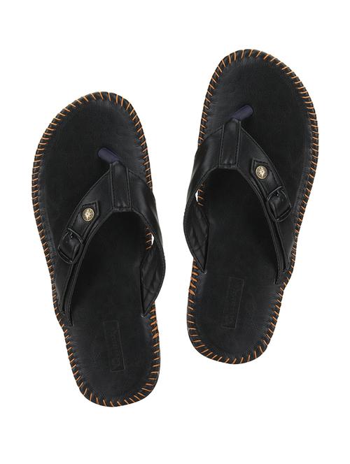 black leatherette toe separator slippers - 13764606 - Very Small Image - 1