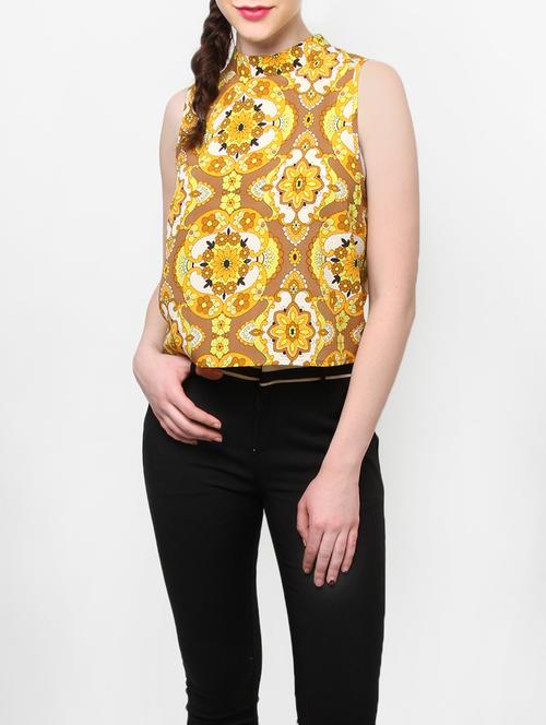yellow poly crepe top - 13765712 - Very Small Image - 1