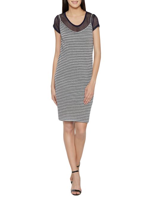 silver striped dress with tee combo - 13767231 - Very Small Image - 1