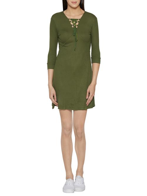 olive a-line dress - 13767238 - Very Small Image - 1