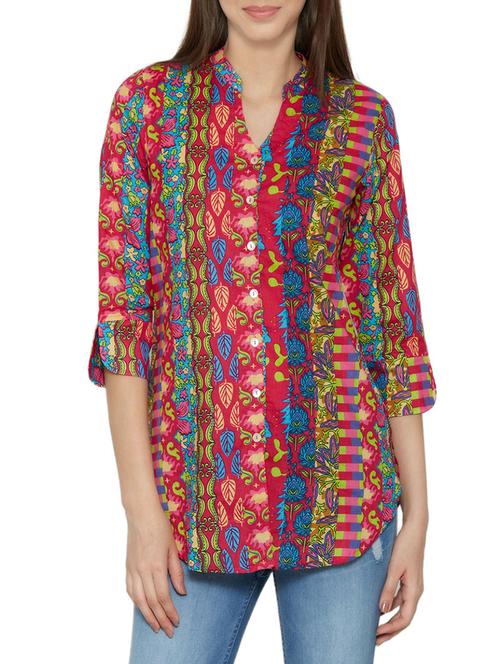 red printed cotton regular tunic - 13767363 - Very Small Image - 1