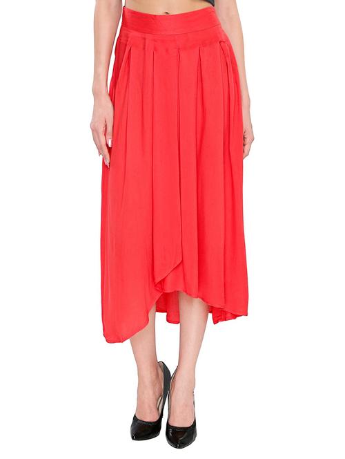 red rayon pleated skirt - 13767415 - Very Small Image - 1
