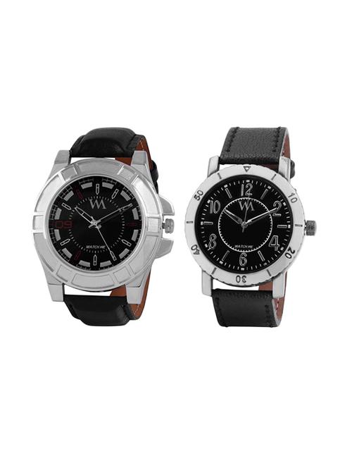 set of 2 stylish black analog watches - 13768757 - Very Small Image - 1