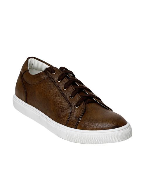 tan leatherette lace up sneaker - 13769768 - Very Small Image - 1
