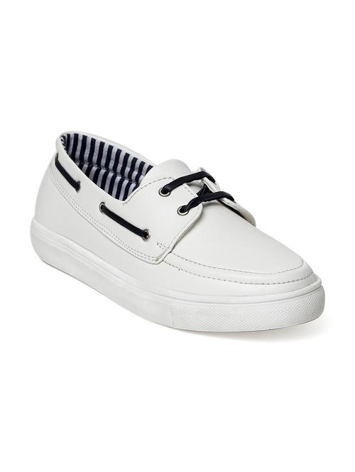 white faux leather laceup sneakers - 13769818 - Very Small Image - 1