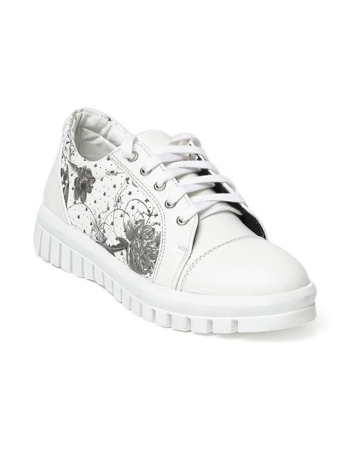 white faux leather laceup sneakers - 13769826 - Very Small Image - 1