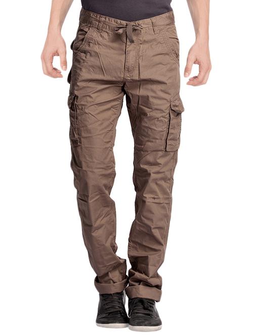 brown cotton cargos casual trousers - 13771206 - Very Small Image - 1