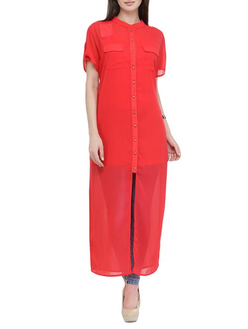 solid red long tunic - 13771427 - Very Small Image - 1