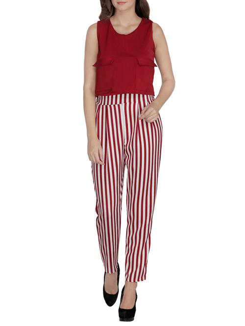 maroon lycra full leg jumpsuit - 13773615 - Very Small Image - 1