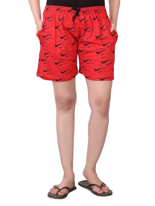 red printed cotton shorts - 13773652 - Very Small Image - 1