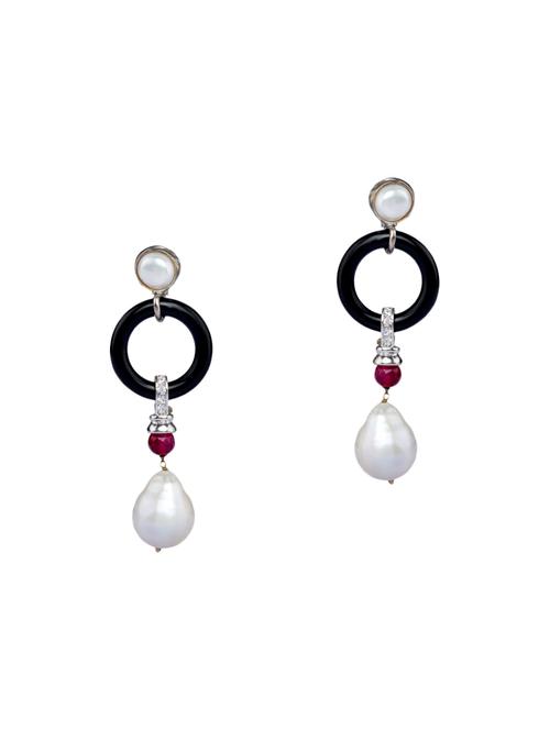 jade & jewels multi colored silver drop earring - 13773955 - Very Small Image - 1