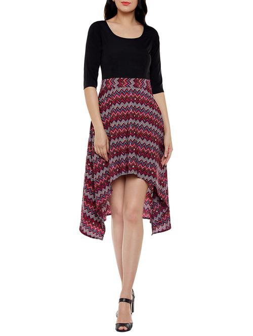 multicolored chevron printed poly crepe dress - 13775263 - Very Small Image - 1