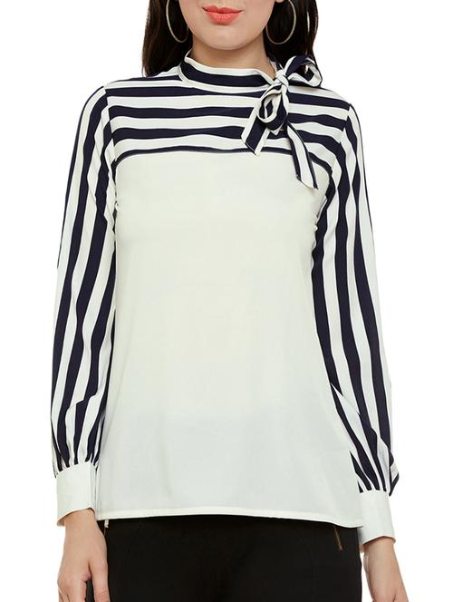 white striped poly crepe regular top - 13775266 - Very Small Image - 1