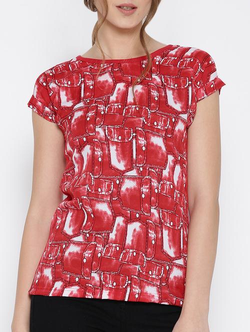 turn up sleeved abstract top - 13775275 - Very Small Image - 1